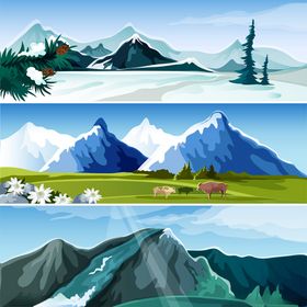 壮丽山景插画