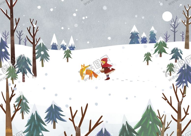 编号：37908909180906487831【酷图网】源文件下载-唯美小清晰雪景插画