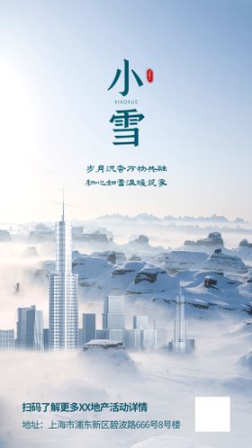 小雪地产风手机海报