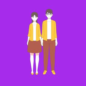 手绘情侣恋人卡通爱男女