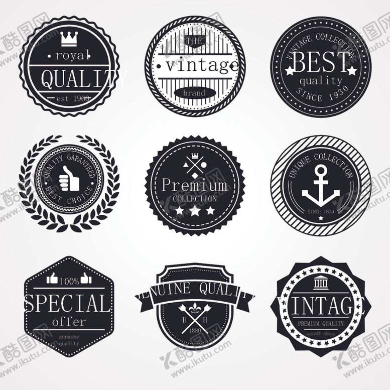 编号：41931109281727533215【酷图网】源文件下载-复古标签奖章矢量素材