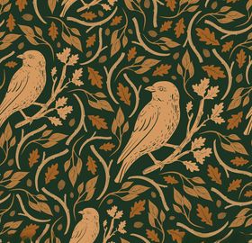 卡通花鸟植物底纹图案