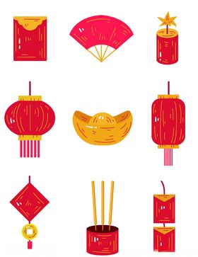 新年素材灯笼过红包