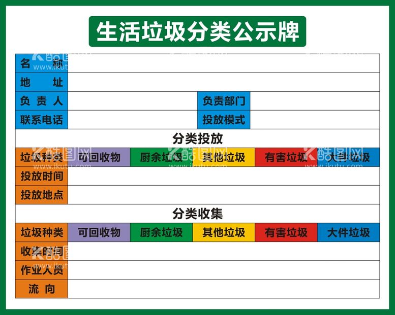 编号：41199810250117593501【酷图网】源文件下载-生活垃圾分类公示牌