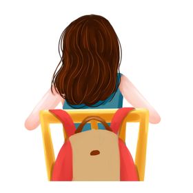 手绘唯美背影女孩元素