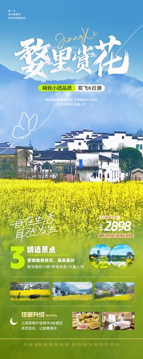 小清新春季旅游婺源油菜花节海报