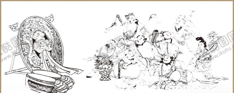 编号：95654810032028374887【酷图网】源文件下载-八仙过海传统图案