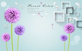 现代蒲公英简约圈圈家和背景墙图