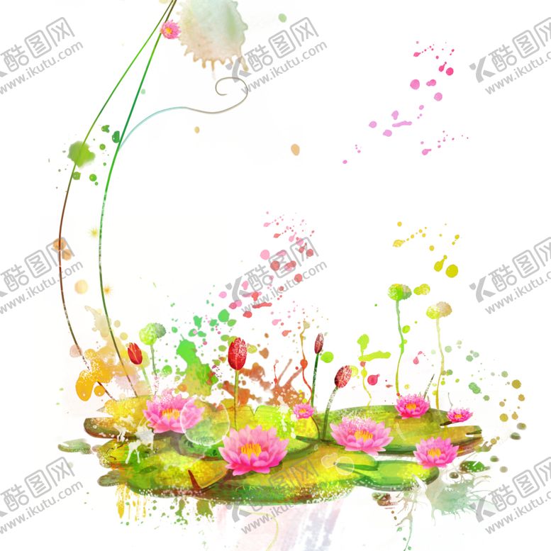 编号：89020512111906481980【酷图网】源文件下载-花朵草地水墨挂画装饰画