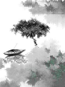 玄关装饰画水墨古典客厅水墨山水效果