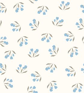 蓝花枝叶简约无缝图案