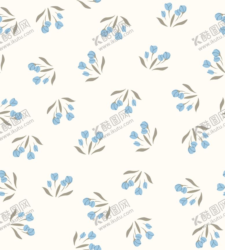 编号：39935804022239044231【酷图网】源文件下载-蓝花枝叶简约无缝图案