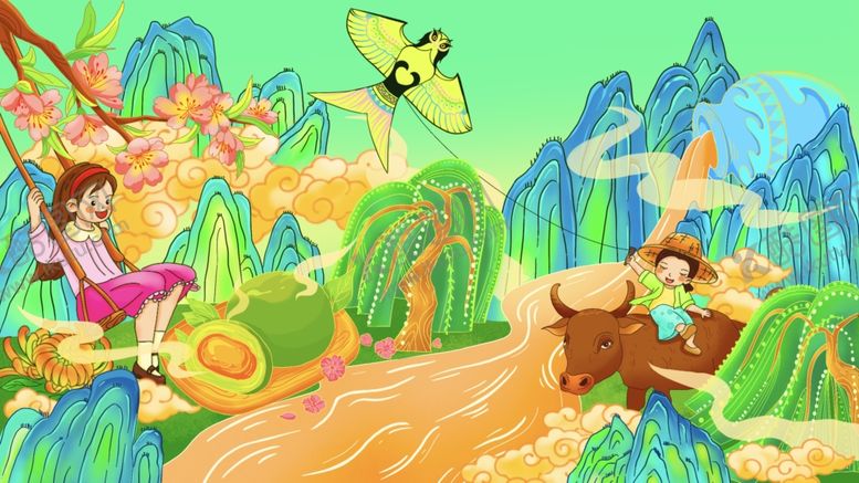 编号：66938304042235496035【酷图网】源文件下载-儿童奇幻森林冒险插画