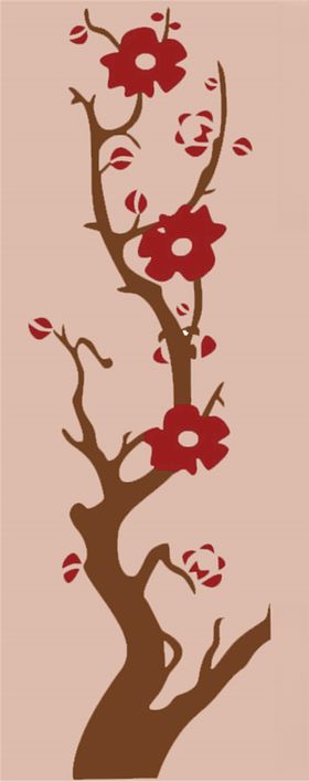红色手绘梅花图案