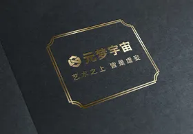 简约黑色纸质材质金色logo标志素材样机