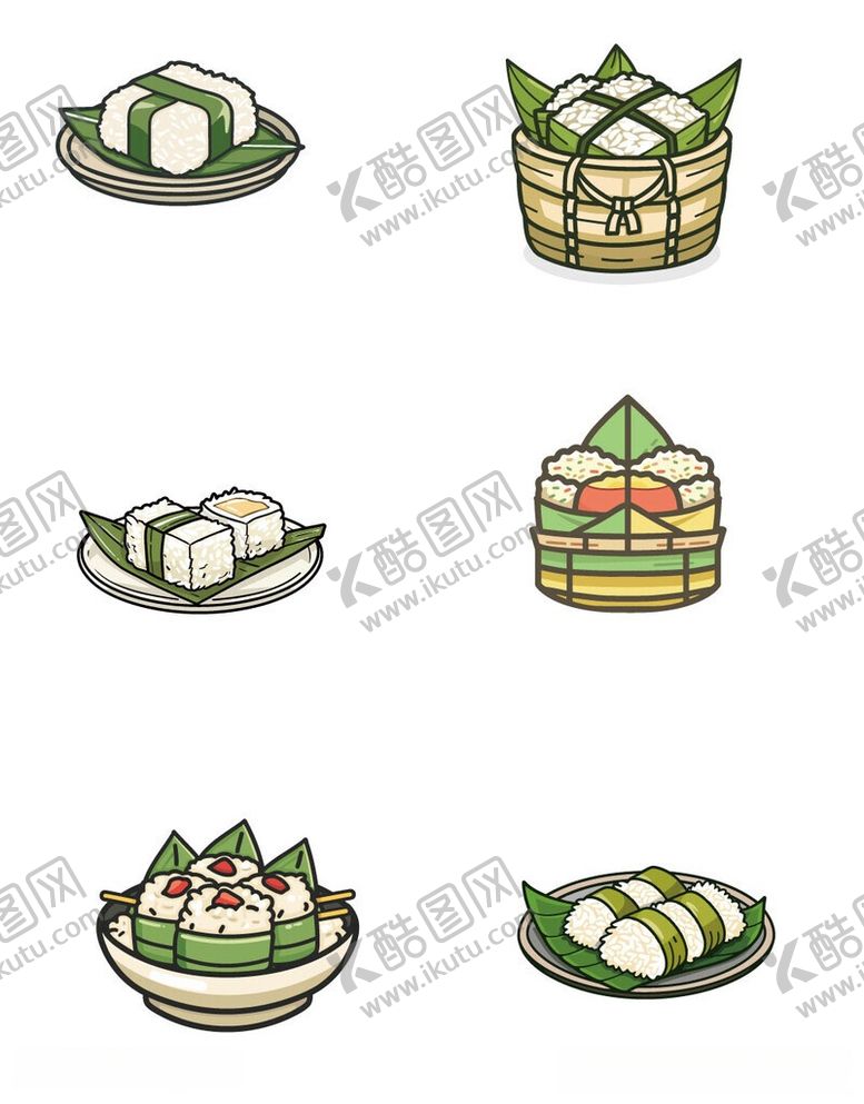 编号：89016605290956173238【酷图网】源文件下载-多样粽子插画
