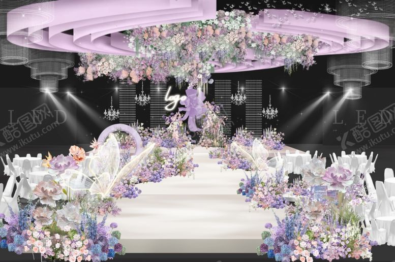 编号：12470701042234086692【酷图网】源文件下载-梦幻紫色系浪漫婚礼现场