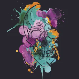 骷髅服装印花潮牌欧式抽象几何