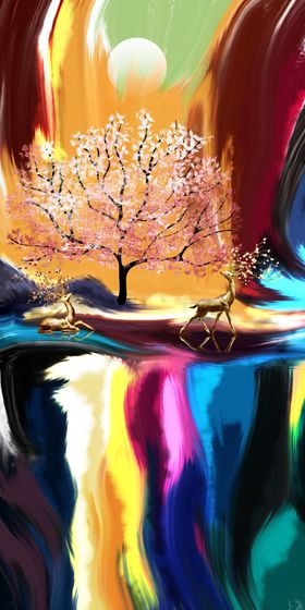 轻奢麋鹿玄关装饰画