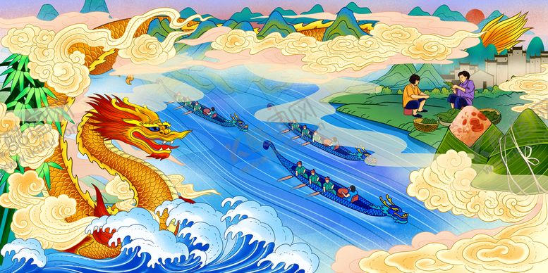 编号：23905711131925097264【酷图网】源文件下载-赛龙舟插画