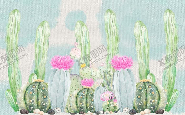 编号：16928209201445547463【酷图网】源文件下载-仙人掌背景墙