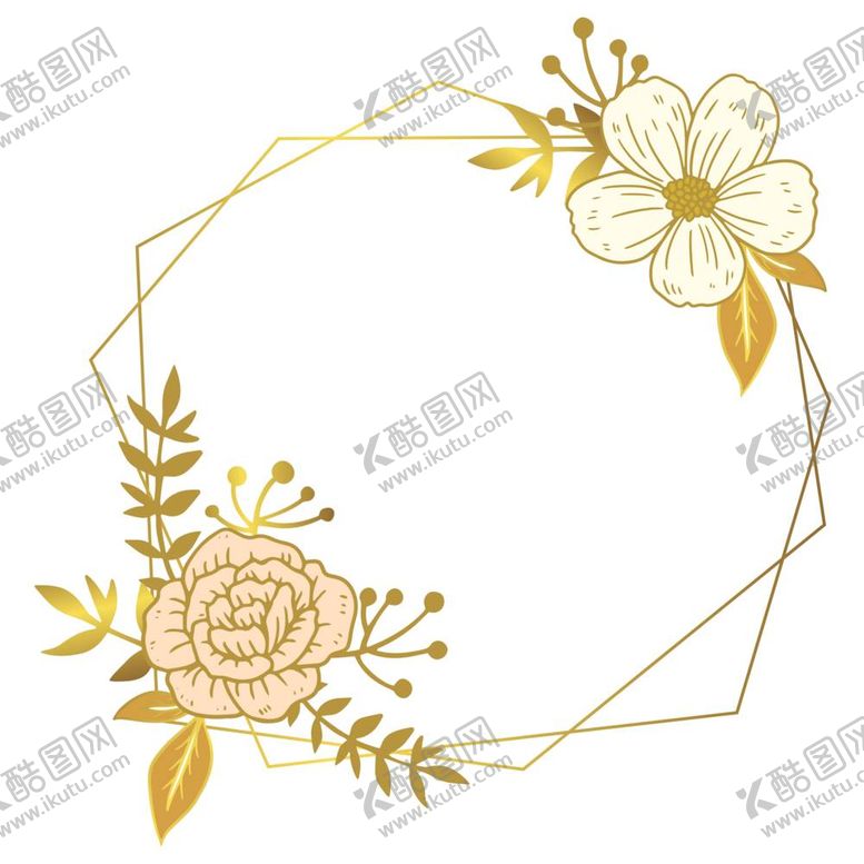 编号：42883410271515324398【酷图网】源文件下载-植物金色边框花环