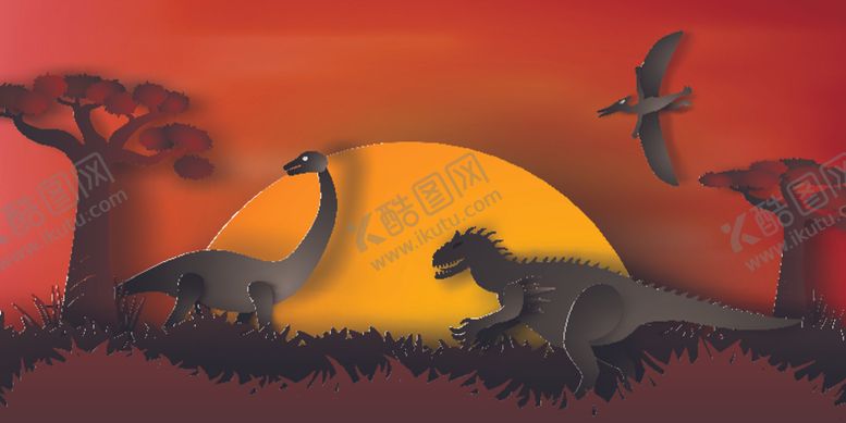 编号：86819706170211455924【酷图网】源文件下载-剪纸风格恐龙
