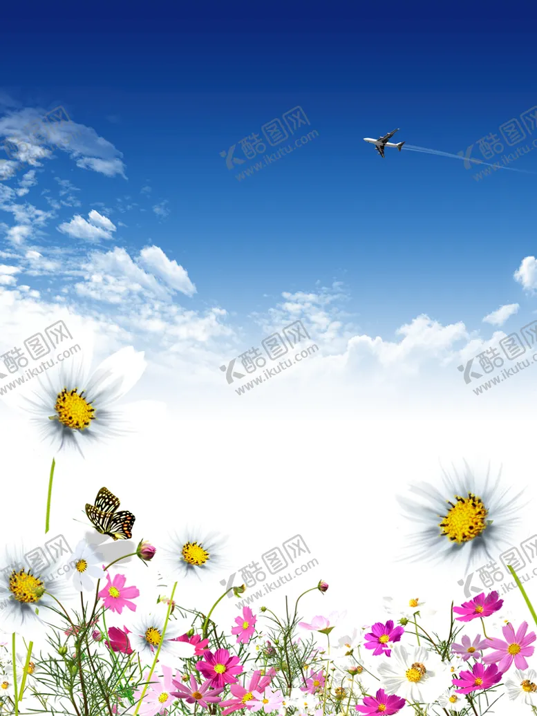 编号：67043909260237010784【酷图网】源文件下载-天空白云花朵背景底图