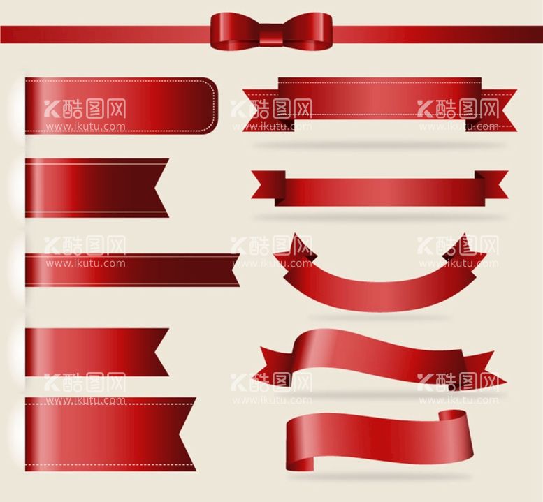 编号：33472411130102144138【酷图网】源文件下载-红色丝带矢量