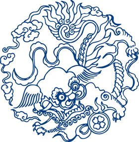青花瓷图案中国传统设计纹桌布