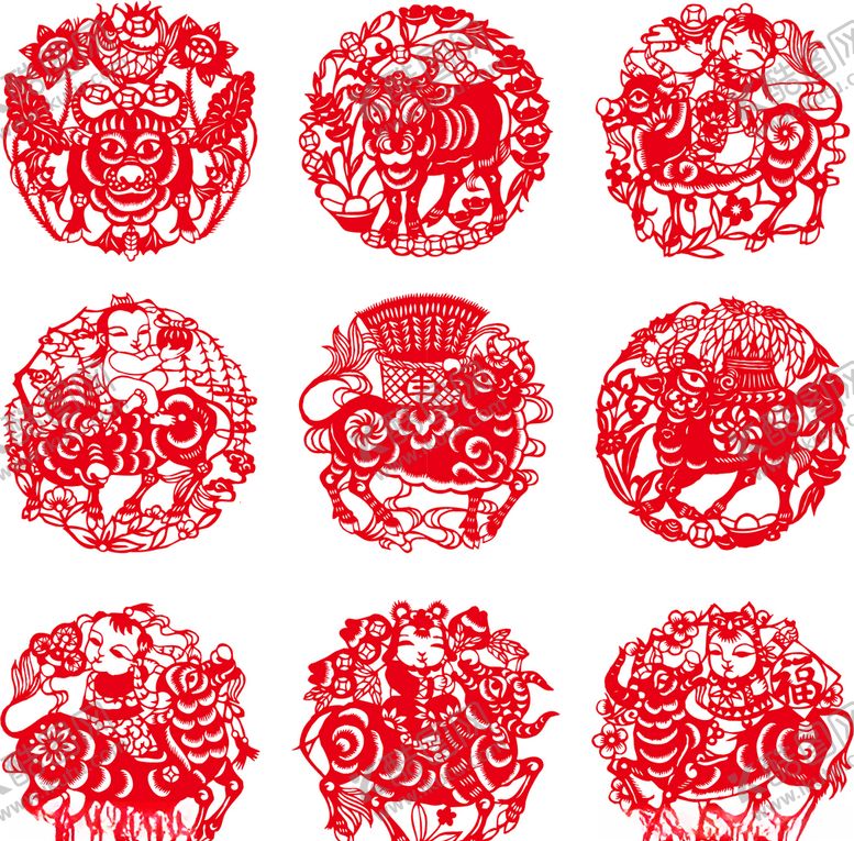 编号：41362309291252396151【酷图网】源文件下载-牛年剪纸