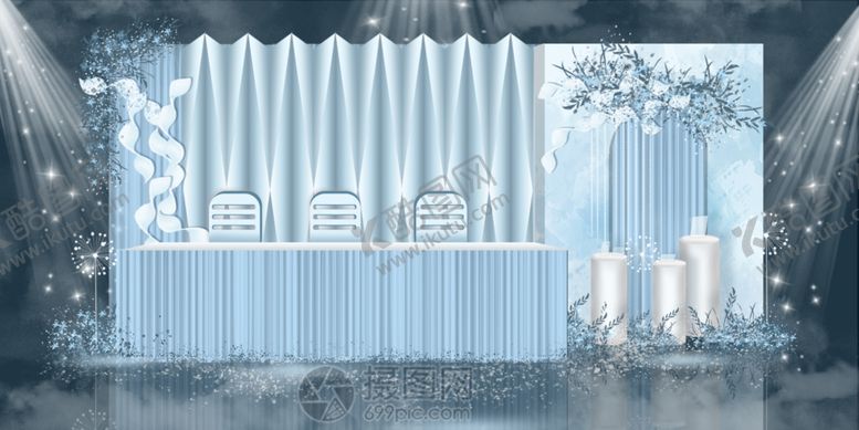 编号：75422909292246423644【酷图网】源文件下载-蓝色婚礼迎宾区效果图