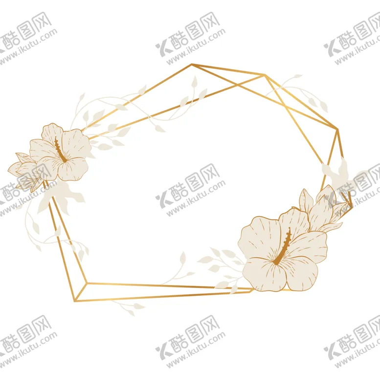 编号：86373101202152278714【酷图网】源文件下载-植物金色边框花环