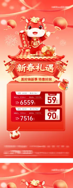新年特惠房质感海报
