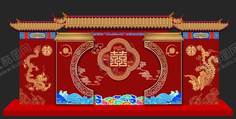 编号：54810905241400081892【酷图网】源文件下载-中式古典雕花红色屏风