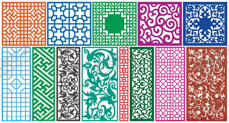 编号：30193010121758494421【酷图网】源文件下载-窗花镂空花纹屏风隔断雕花