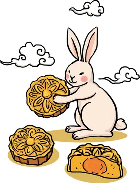 中秋插画   可爱卡通兔子