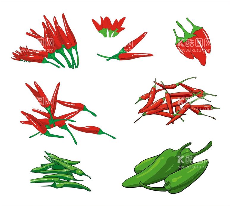 编号：46975611112230415382【酷图网】源文件下载-辣椒 矢量图