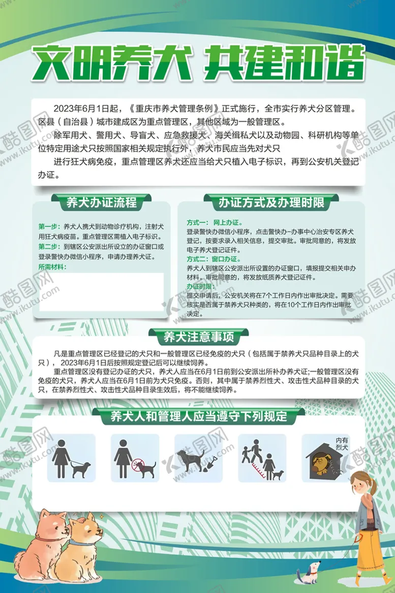 编号：25960409290354595492【酷图网】源文件下载-文明养犬共建和谐海报