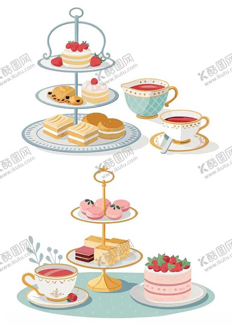 编号：90430004280050422182【酷图网】源文件下载-精致下午茶甜点与茶具