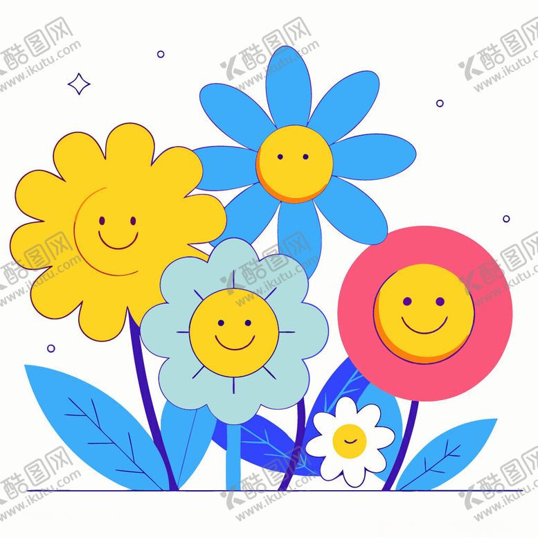 编号：76306402230508209831【酷图网】源文件下载-可爱卡通花朵插画