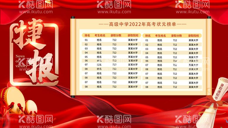 编号：72604309272127545378【酷图网】源文件下载-中考金榜题名 