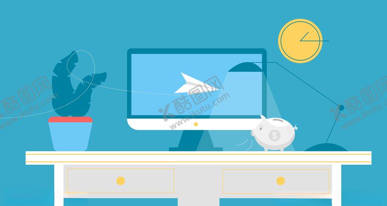 编号：38933310071356051658【酷图网】源文件下载-扁平矢量办公桌办公场景电脑背景