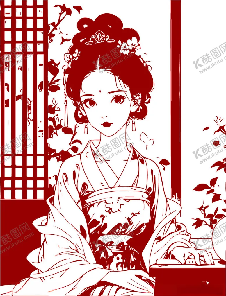 编号：56927202201034046860【酷图网】源文件下载-剪纸美女