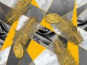 金色羽毛两联装饰画