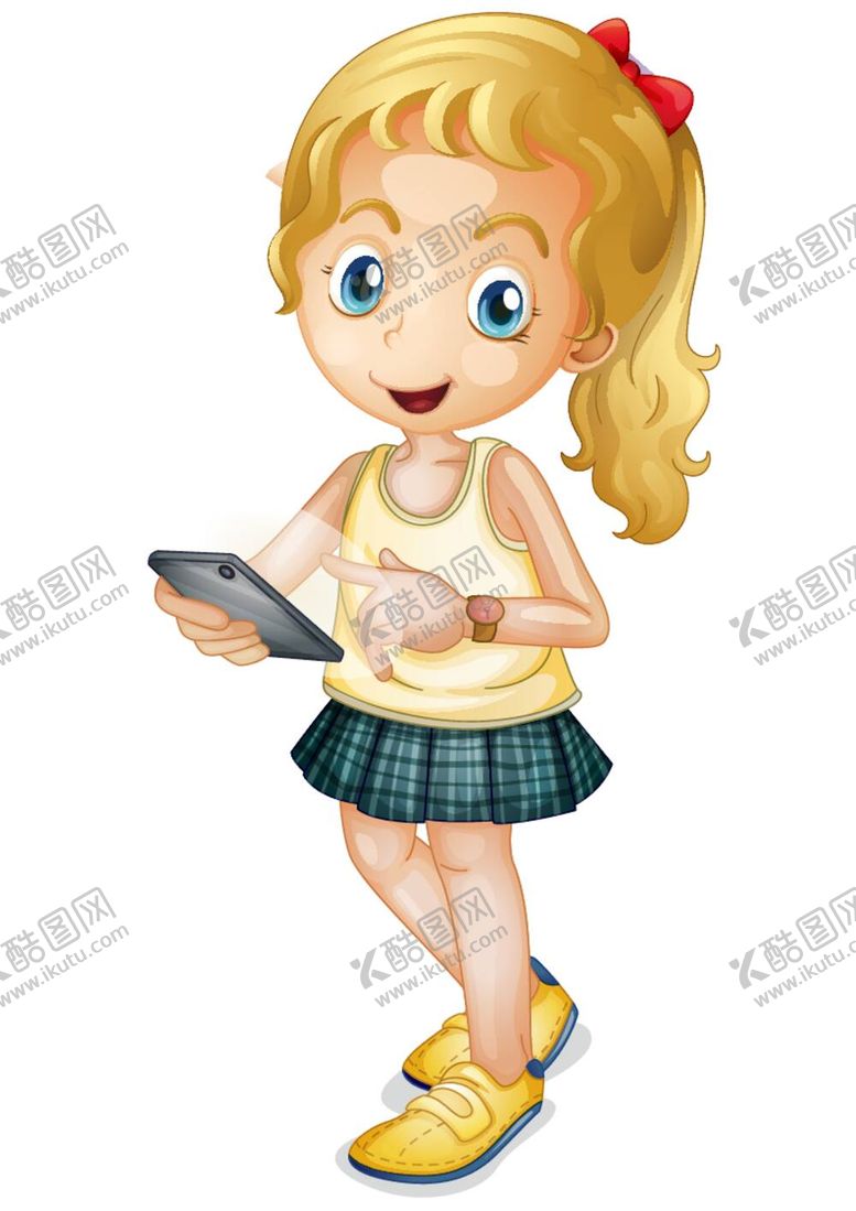 编号：31649612040632238730【酷图网】源文件下载-卡通看手机女孩