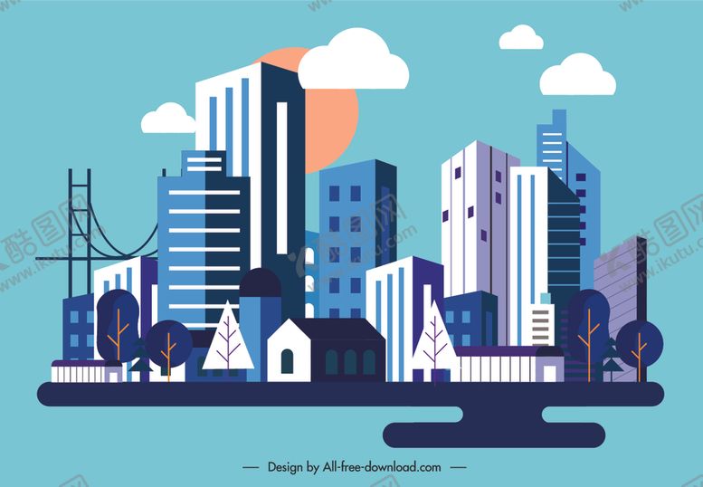 编号：83022010210105073878【酷图网】源文件下载-城市插画
