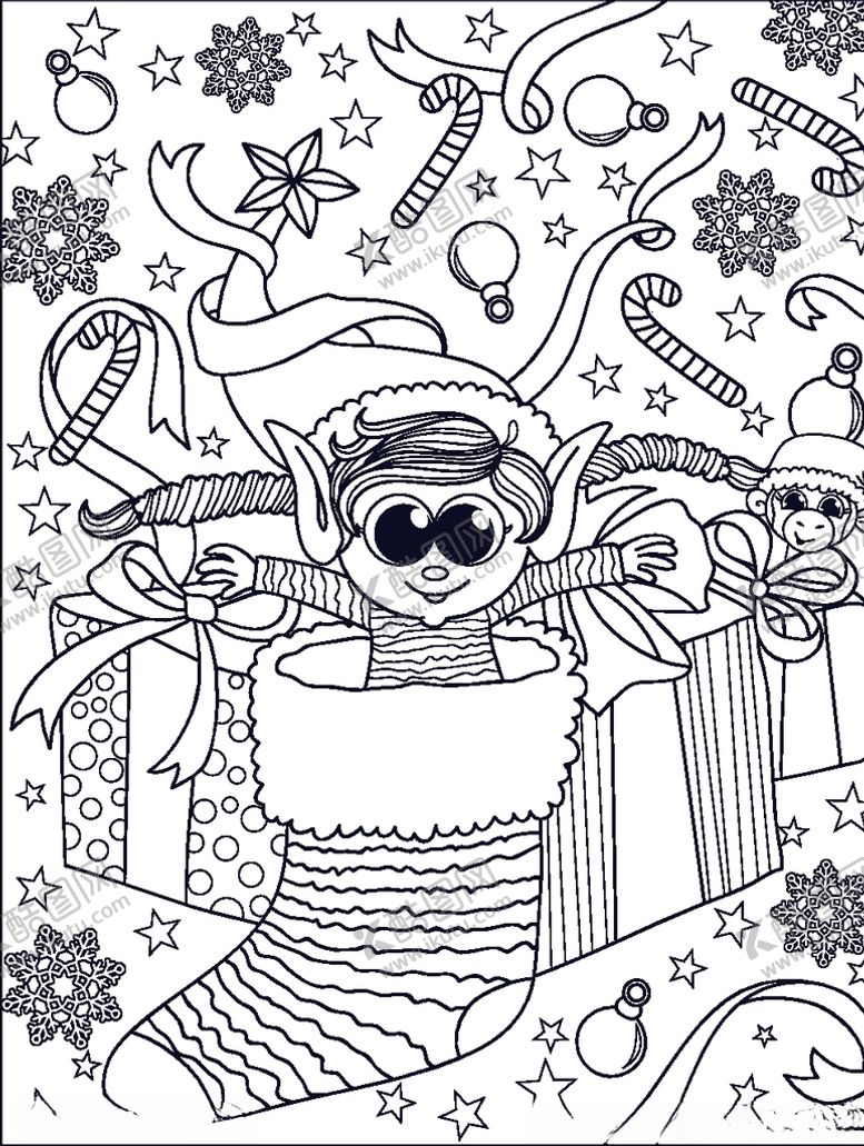 编号：95129409230921505972【酷图网】源文件下载-卡通圣诞幼儿填色