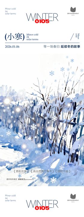 小寒大寒插画海报