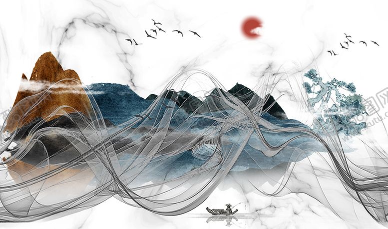 编号：92516911011623232155【酷图网】源文件下载-大理石山水线条